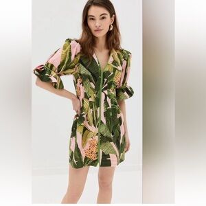 NWT FARM Rio size XXS Banana leaves mini dress
